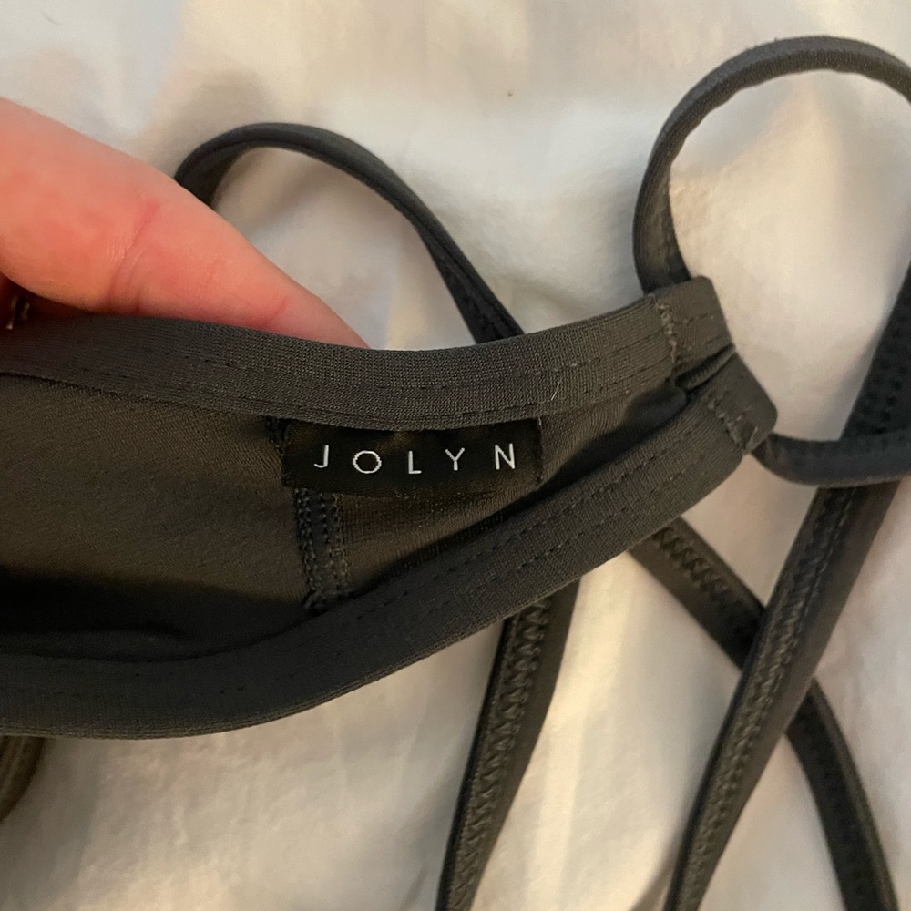 Jolyn triangle swim top size large color dark grey